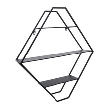 Metal, 24"h Diamond Folding Wall Shelf, Black