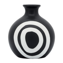 Cer, 7"h Abstract Vase, Black