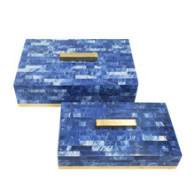 Resin, S/2 10/12"  Boxes, Blue