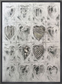 36x48 Hearts Hand Painted Canvas, Gray