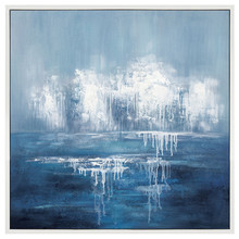 48x48 Handpainted Abstract Canvas, Blue/white