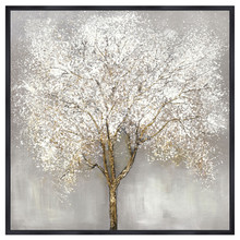 32x32 Handpainted Tree Canvas, White