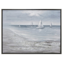 47x35 Sailboats Hand Painted Canvas, Multi