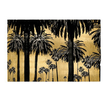 71x47 Palm Trees Metallic Tempered Glass Art, Blac