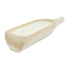 wood 16" Carved Log Candle, White 12oz