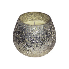 Candle On Silver Crackled Glass 11oz