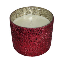 Candle On Red Crackled Glass 26oz