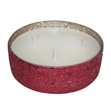 Candle On Red Crackled Glass 49oz