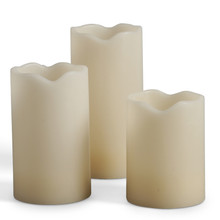 Large Flameless Melted Edge Candles in Bisque