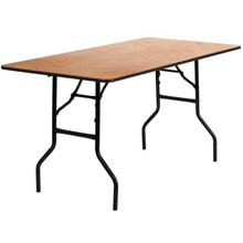 5-Foot Rectangular Wood Folding Banquet Table with Clear Coated Finished Top [FLF-YT-WTFT30X60-TBL-GG]