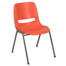 HERCULES Series 880 lb. Capacity Orange Ergonomic Shell Stack Chair with Gray Frame [FLF-RUT-EO1-OR-GG]
