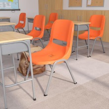 HERCULES Series 880 lb. Capacity Orange Ergonomic Shell Stack Chair with Gray Frame [FLF-RUT-EO1-OR-GG]