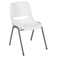 HERCULES Series 880 lb. Capacity White Ergonomic Shell Stack Chair with Gray Frame [FLF-RUT-EO1-WH-GG]