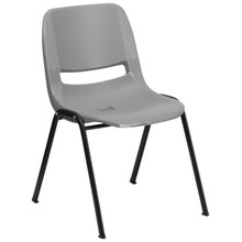 HERCULES Series 880 lb. Capacity Gray Ergonomic Shell Stack Chair with Black Frame [FLF-RUT-EO1-GY-GG]