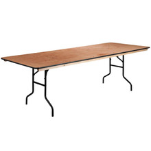 8-Foot Rectangular Wood Folding Banquet Table with Clear Coated Finished Top [FLF-XA-3696-P-GG]