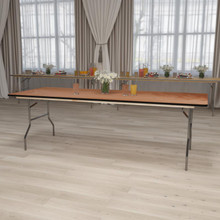 8-Foot Rectangular Wood Folding Banquet Table with Clear Coated Finished Top [FLF-XA-3696-P-GG]