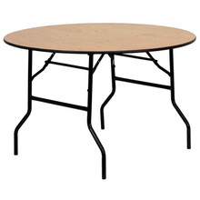 4-Foot Round Wood Folding Banquet Table with Clear Coated Finished Top [FLF-YT-WRFT48-TBL-GG]