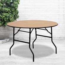 4-Foot Round Wood Folding Banquet Table with Clear Coated Finished Top [FLF-YT-WRFT48-TBL-GG]