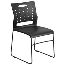 HERCULES Series 881 lb. Capacity Black Sled Base Stack Chair with Air-Vent Back [FLF-RUT-2-BK-GG]