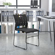 HERCULES Series 881 lb. Capacity Black Sled Base Stack Chair with Air-Vent Back [FLF-RUT-2-BK-GG]