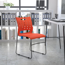 HERCULES Series 881 lb. Capacity Orange Sled Base Stack Chair with Air-Vent Back [FLF-RUT-2-OR-GG]