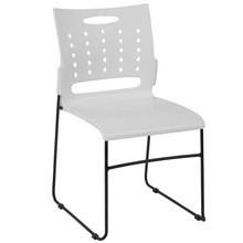 HERCULES Series 881 lb. Capacity White Sled Base Stack Chair with Air-Vent Back [FLF-RUT-2-WH-GG]