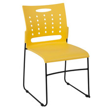 HERCULES Series 881 lb. Capacity Yellow Sled Base Stack Chair with Air-Vent Back [FLF-RUT-2-YL-GG]