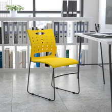 HERCULES Series 881 lb. Capacity Yellow Sled Base Stack Chair with Air-Vent Back [FLF-RUT-2-YL-GG]