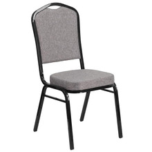 Gray Crown Back Stacking Banquet Chair with Black Frame