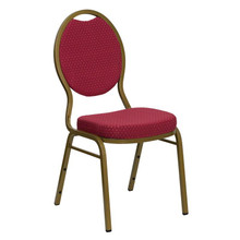 Burgundy Teardrop Back Stacking Banquet Chair with Gold Frame