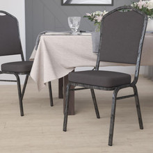 HERCULES Series Crown Back Stacking Banquet Chair in Gray Fabric - Silver Vein Frame [FLF-FD-C01-SILVERVEIN-GY-GG]