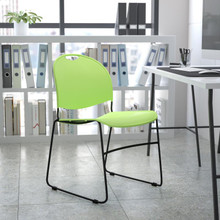 HERCULES Series 880 lb. Capacity Green Ultra-Compact Stack Chair with Black Powder Coated Frame [FLF-RUT-188-GN-GG]