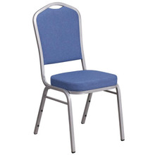Blue Crown Back Stacking Banquet Chair with Silver Frame