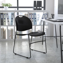 HERCULES Series 880 lb. Capacity Black Ultra-Compact Stack Chair with Black Powder Coated Frame [FLF-RUT-188-BK-GG]