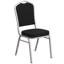 Black Crown Back Stacking Banquet Chair with Silver Frame