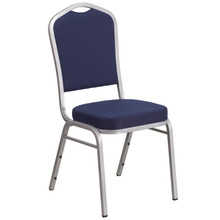 Navy Crown Back Stacking Banquet Chair with Silver Frame