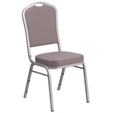 Gray Dot Crown Back Stacking Banquet Chair with Silver Frame
