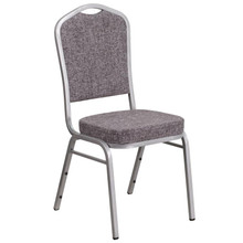 Herringbone Crown Back Stacking Banquet Chair with Silver Frame