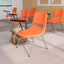 Orange Ergonomic Shell Chair with Right Handed Flip-Up Tablet Arm [FLF-RUT-EO1-OR-RTAB-GG]