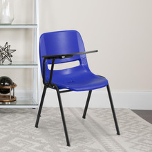 Blue Ergonomic Shell Chair with Right Handed Flip-Up Tablet Arm [FLF-RUT-EO1-BL-RTAB-GG]