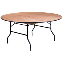 5.5-Foot Round Wood Folding Banquet Table with Clear Coated Finished Top [FLF-YT-WRFT66-TBL-GG]