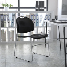 HERCULES Series 880 lb. Capacity Black Ultra-Compact Stack Chair with Chrome Frame [FLF-RUT-188-BK-CHR-GG]