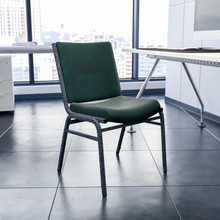 HERCULES Series Heavy Duty Green Patterned Fabric Stack Chair [FLF-XU-60153-GN-GG]