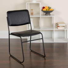 HERCULES Series 500 lb. Capacity High Density Black Vinyl Stacking Chair with Sled Base [FLF-XU-8700-BLK-B-VYL-30-GG]