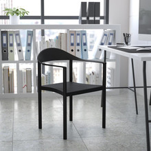 HERCULES Series 1000 lb. Capacity Black Plastic Cafe Stack Chair [FLF-RUT-418-BK-GG]