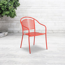 Oia Commercial Grade Coral Indoor-Outdoor Steel Patio Arm Chair with Round Back [FLF-CO-3-RED-GG]