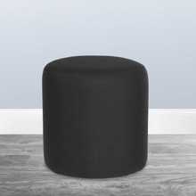 Barrington Upholstered Round Ottoman Pouf in Black Fabric [FLF-QY-S10-5001-1-BK-GG]
