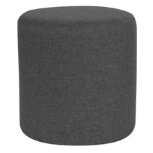 Barrington Upholstered Round Ottoman Pouf in Dark Gray Fabric [FLF-QY-S10-5001-1-DGY-GG]