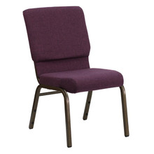 18.5"W Stacking Church Chair in Plum Fabric - Gold Vein Frame