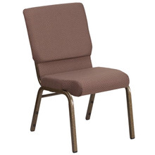 18.5"W Stacking Church Chair in Brown Dot Fabric - Gold Vein Frame